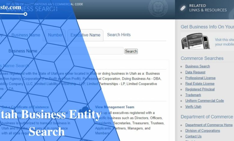 Utah Business Entity Search